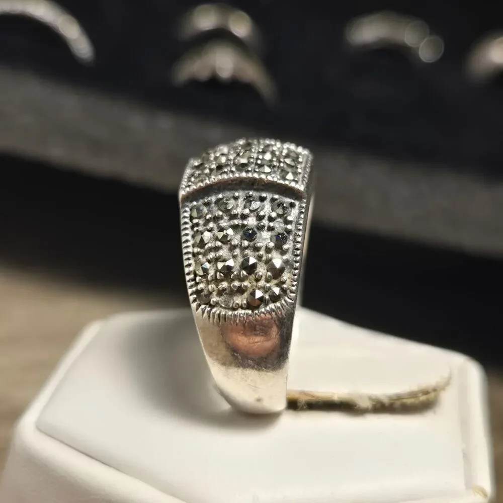 Marcasite vintage sterling silver ring sz 9.5